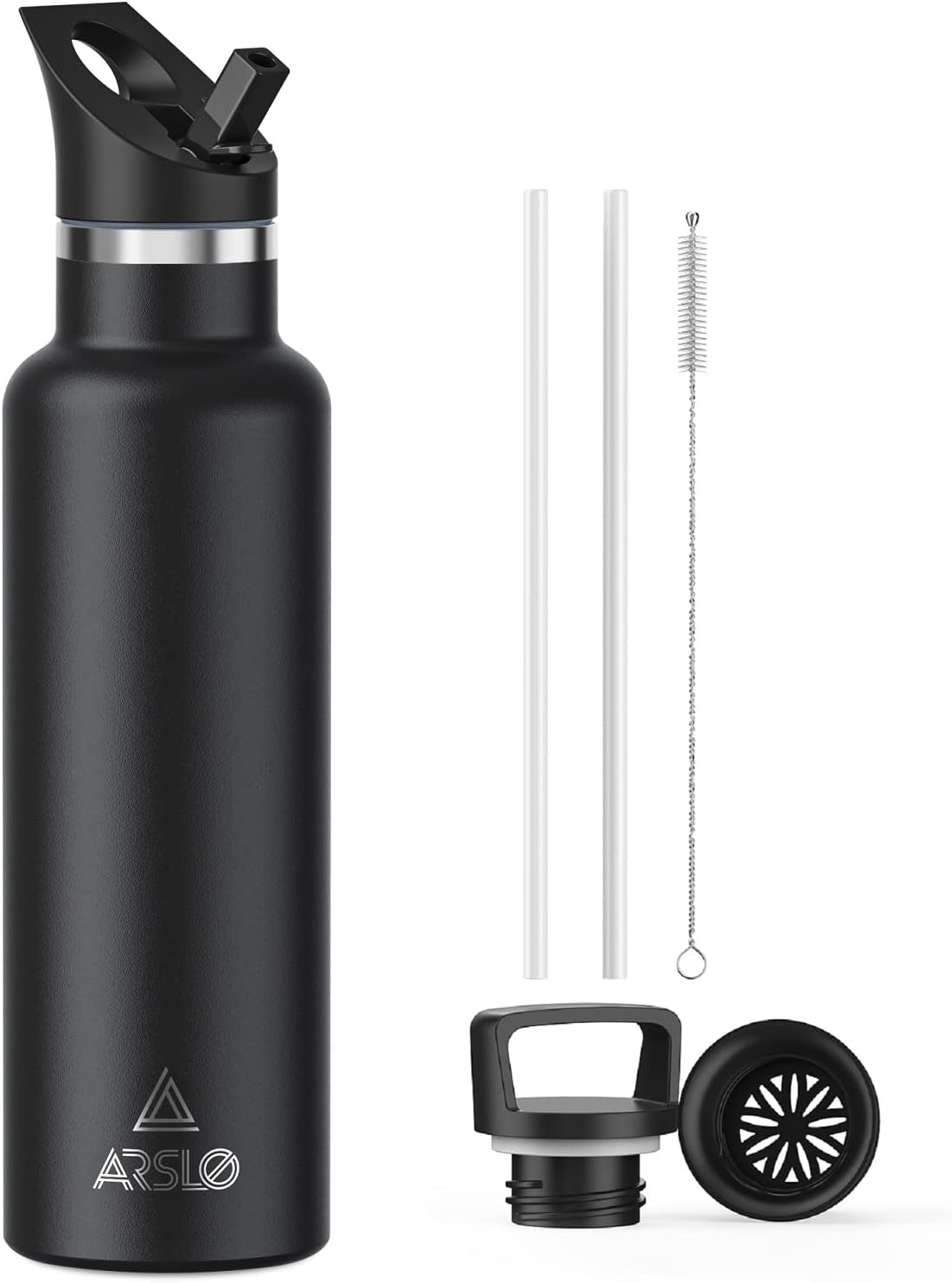 Stainless Steel Double Wall Water Bottles, Vacuum Insulated Bottle with Straw Lid, Insulated Water Bottle Keeps Water Cold for 24 Hours, Hot for 12 Hours, Hiking, Sports