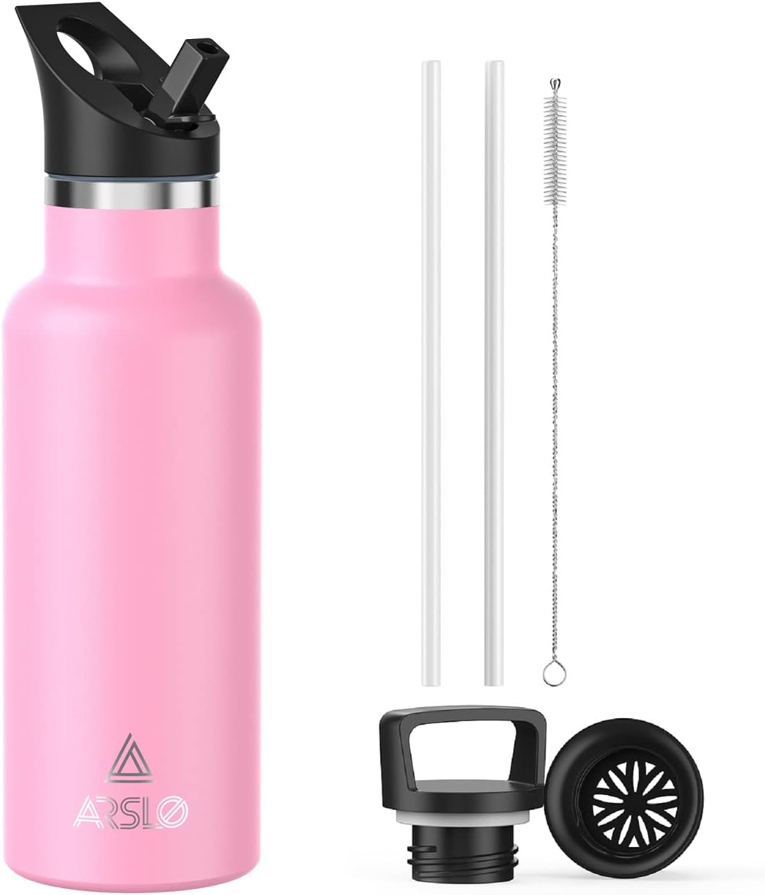 Stainless Steel Double Wall Water Bottles, Vacuum Insulated Bottle with Straw Lid, Insulated Water Bottle Keeps Water Cold for 24 Hours, Hot for 12 Hours, Hiking, Sports