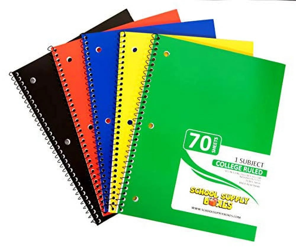 - (5 Pack) College-Ruled Spiral Notebooks