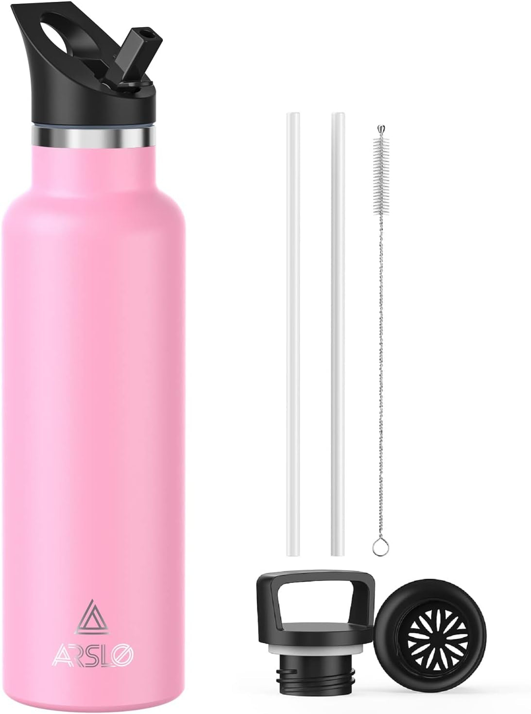 Stainless Steel Double Wall Water Bottles, Vacuum Insulated Bottle with Straw Lid, Insulated Water Bottle Keeps Water Cold for 24 Hours, Hot for 12 Hours, Hiking, Sports