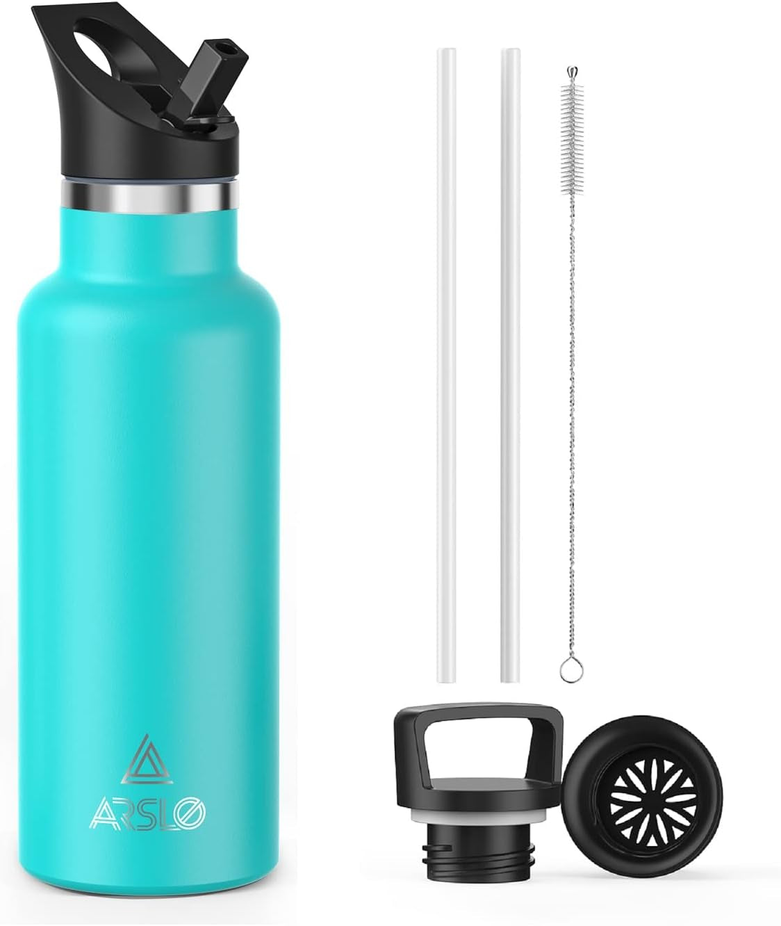 Stainless Steel Double Wall Water Bottles, Vacuum Insulated Bottle with Straw Lid, Insulated Water Bottle Keeps Water Cold for 24 Hours, Hot for 12 Hours, Hiking, Sports