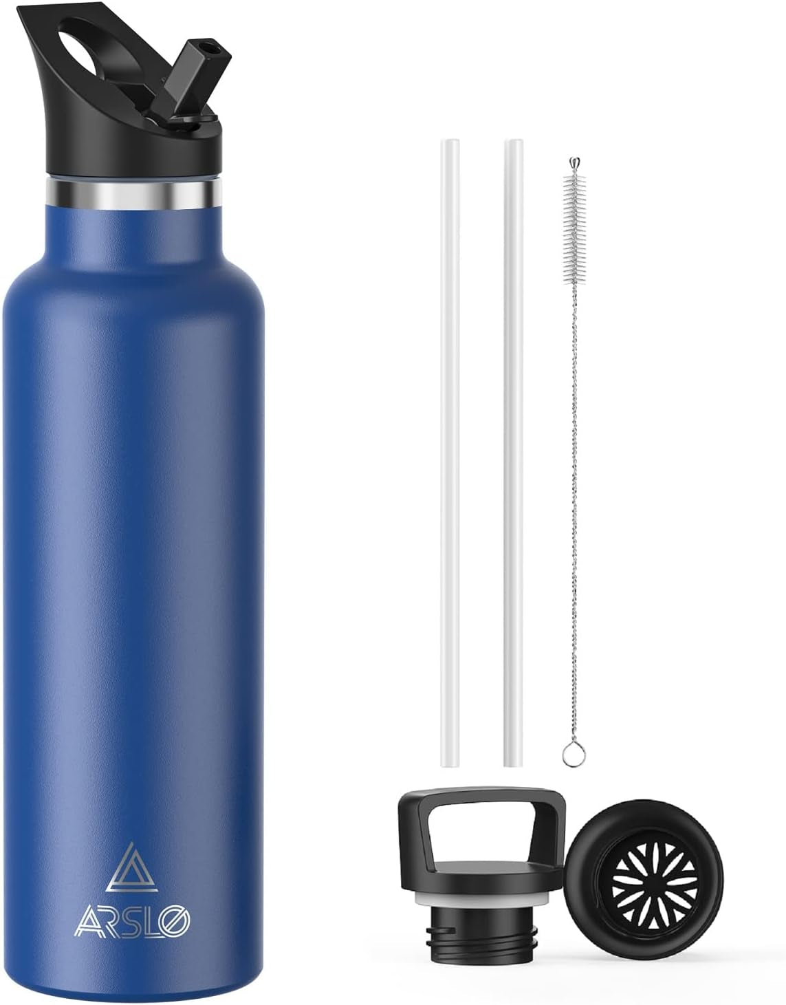 Stainless Steel Double Wall Water Bottles, Vacuum Insulated Bottle with Straw Lid, Insulated Water Bottle Keeps Water Cold for 24 Hours, Hot for 12 Hours, Hiking, Sports