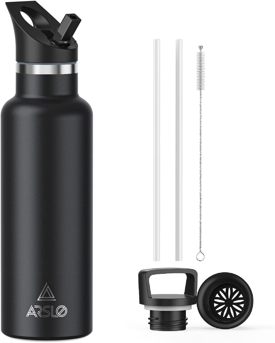 Stainless Steel Double Wall Water Bottles, Vacuum Insulated Bottle with Straw Lid, Insulated Water Bottle Keeps Water Cold for 24 Hours, Hot for 12 Hours, Hiking, Sports