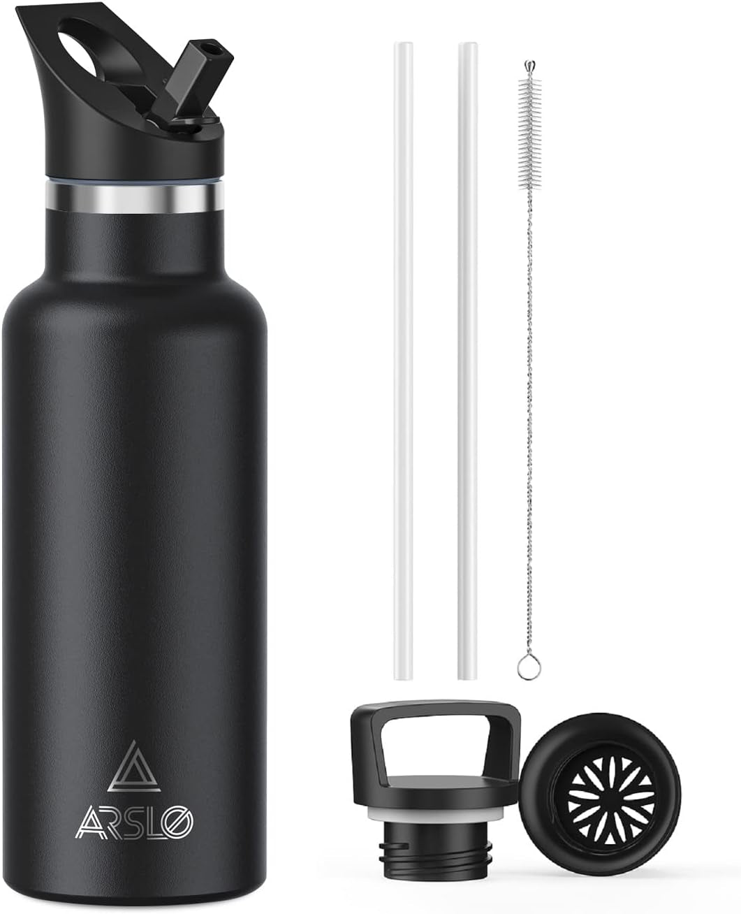 Stainless Steel Double Wall Water Bottles, Vacuum Insulated Bottle with Straw Lid, Insulated Water Bottle Keeps Water Cold for 24 Hours, Hot for 12 Hours, Hiking, Sports