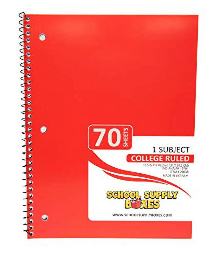 - (5 Pack) College-Ruled Spiral Notebooks