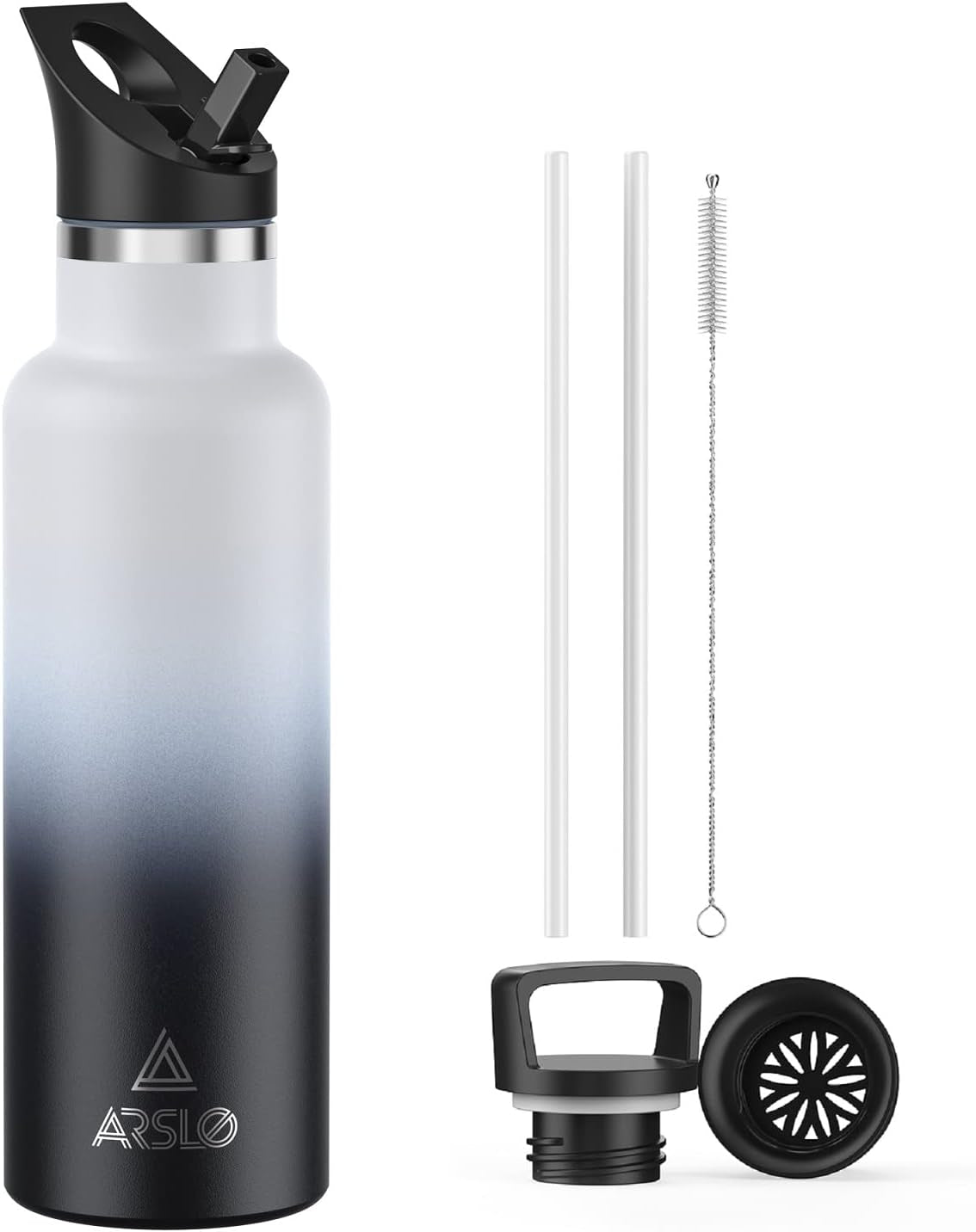 Stainless Steel Double Wall Water Bottles, Vacuum Insulated Bottle with Straw Lid, Insulated Water Bottle Keeps Water Cold for 24 Hours, Hot for 12 Hours, Hiking, Sports